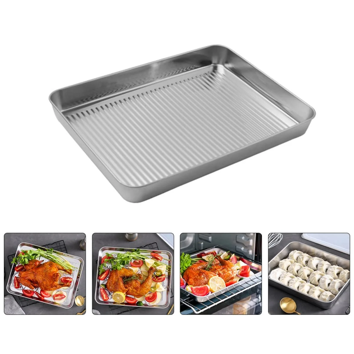 Форма для випікання VICASKY прямокутна з нержавіючої сталі для хліба та піци термостійка, фото №3 Форма для випікання VICASKY прямокутна з нержавіючої сталі для хліба та піци термостійка, фото №3