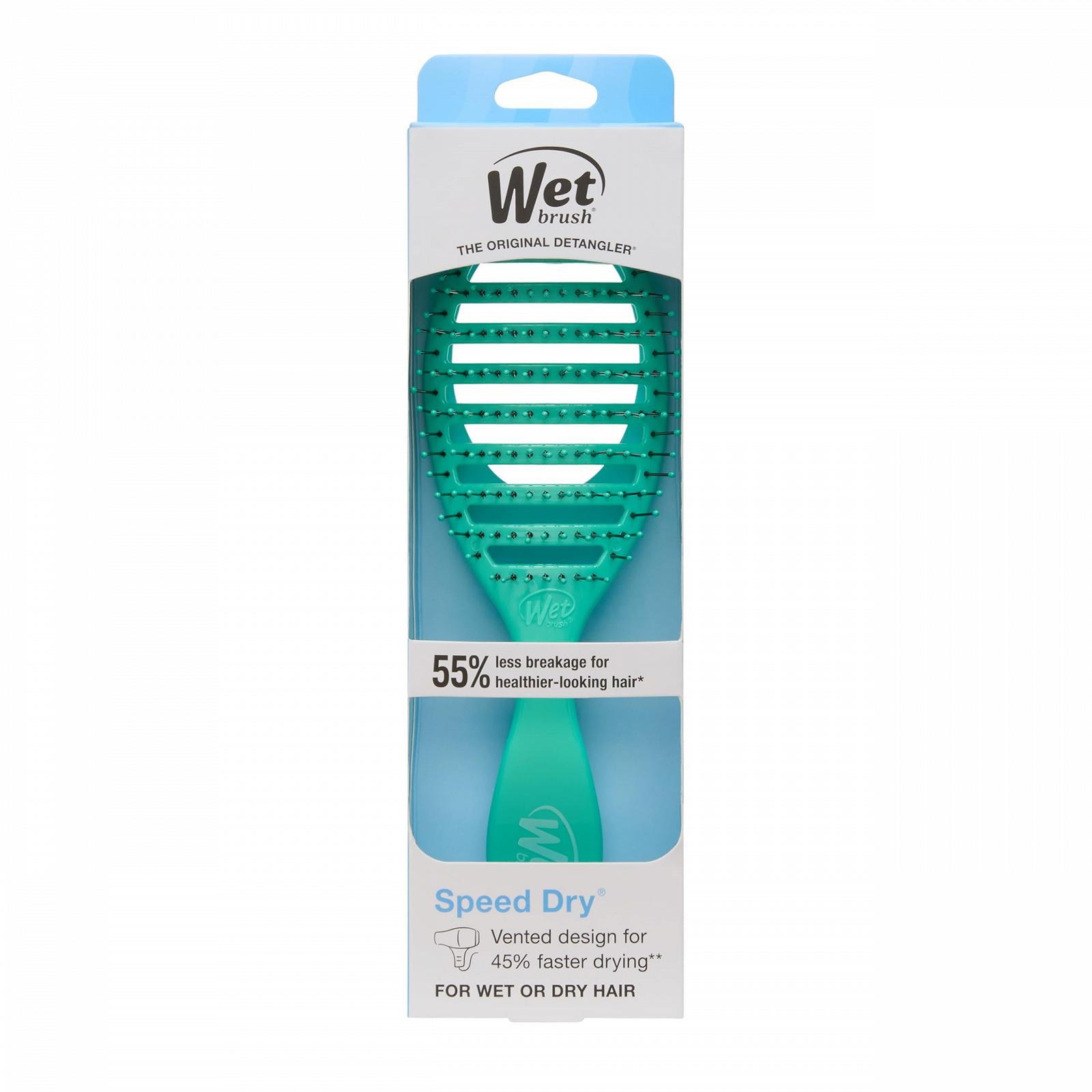 Щітка WetBrush Speed Dry Detangler з термостійкою щетиною Heatflex та відкритою вентильованою конструкцією для швидкого сушіння волосся, колір аква, фото №11