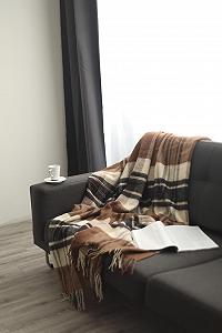 Плед Ярослав Elegant Клетчатый 100% новозеландская шерсть Коричневый/Бежевый (140 x 200 см) synthetic.ua - Фото 1