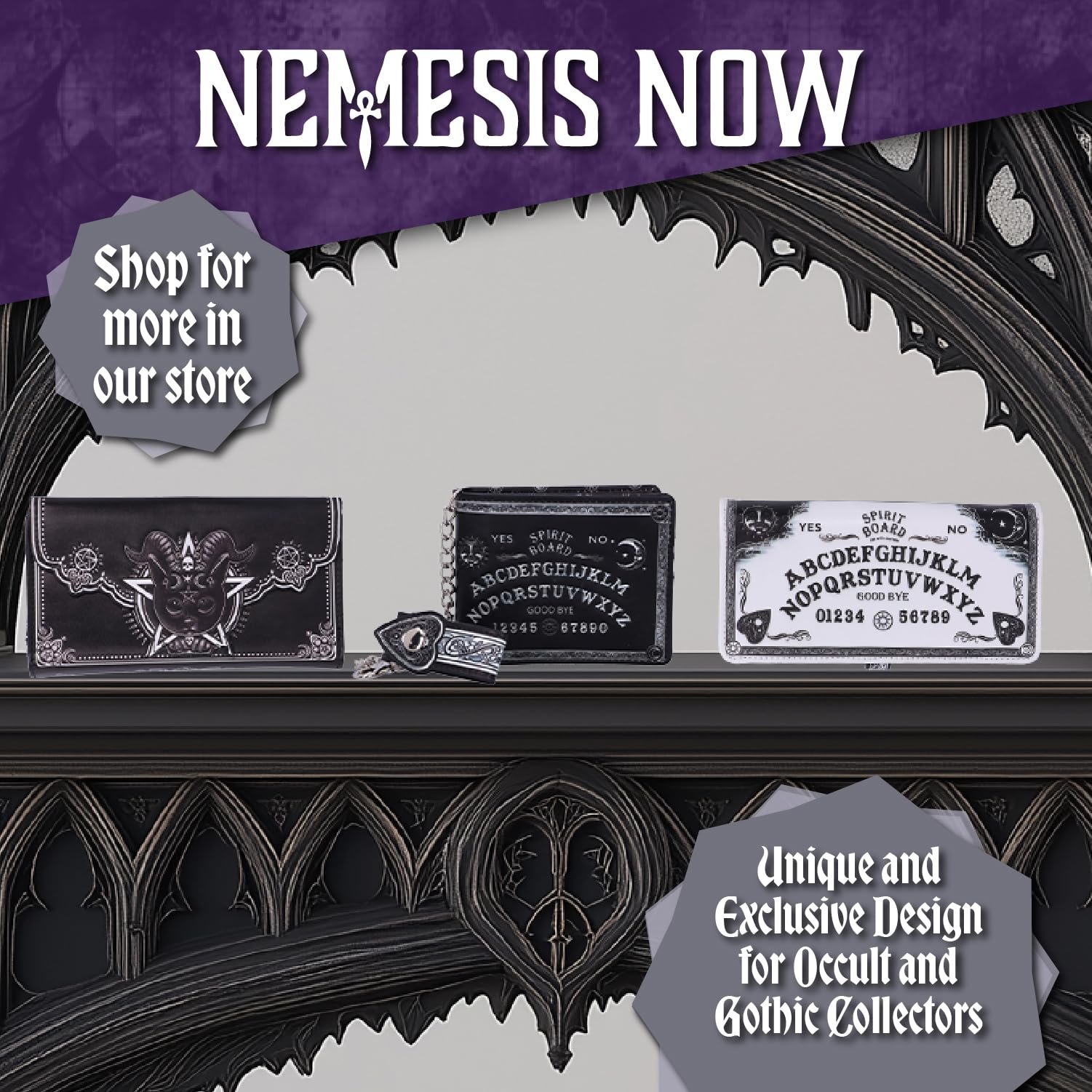 Кошелек Nemesis Now Ouija с тиснением, белый, 18.5 см, искусственная кожа PU, белый, фото №7