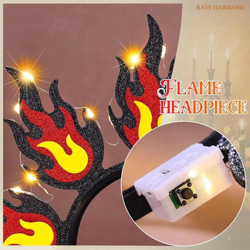 Обруч для волосся Вогняний Luminous LED Червоний, фото №5