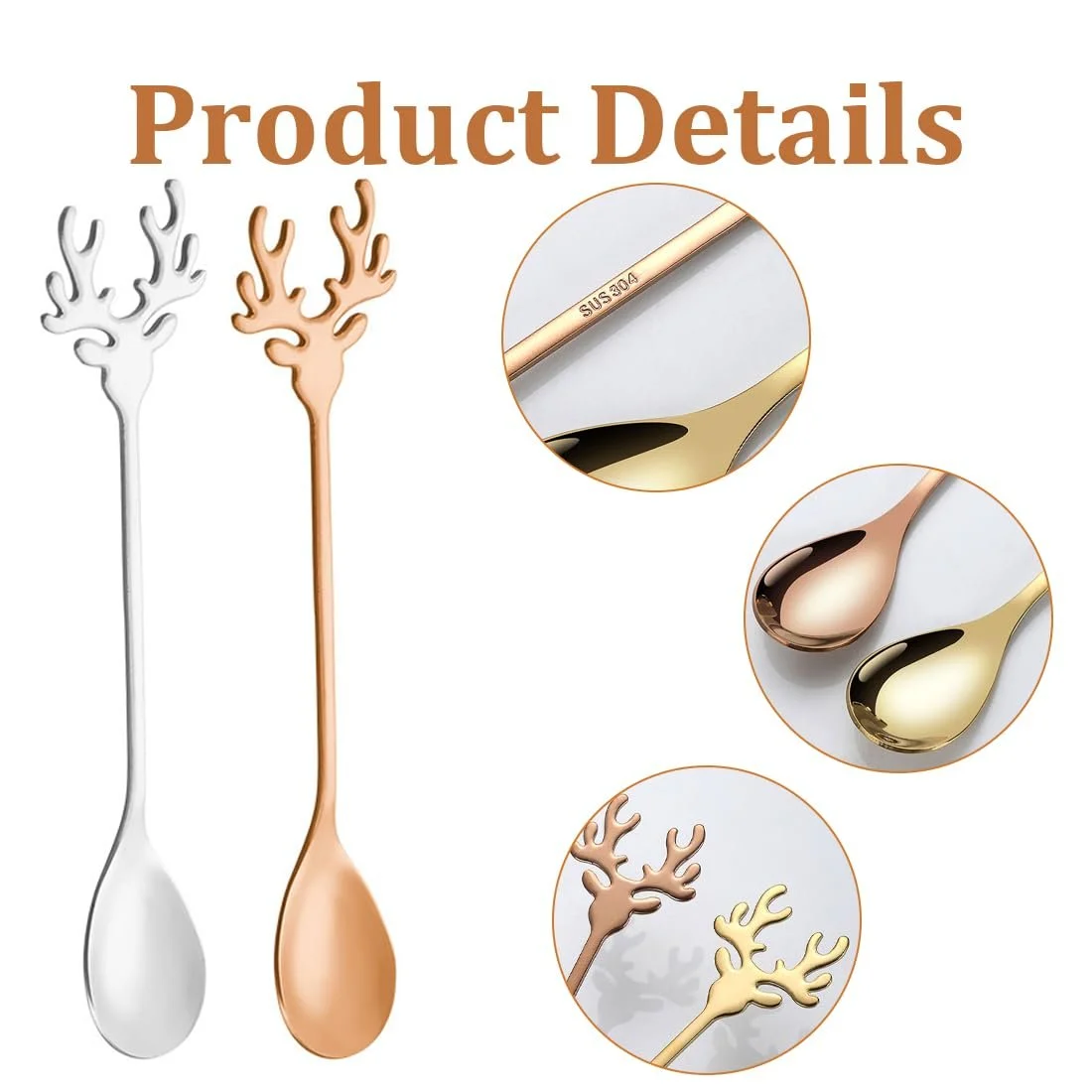 Ложка Latte Antler Набір 4 шт, багатобарвна Довгі, фото №3