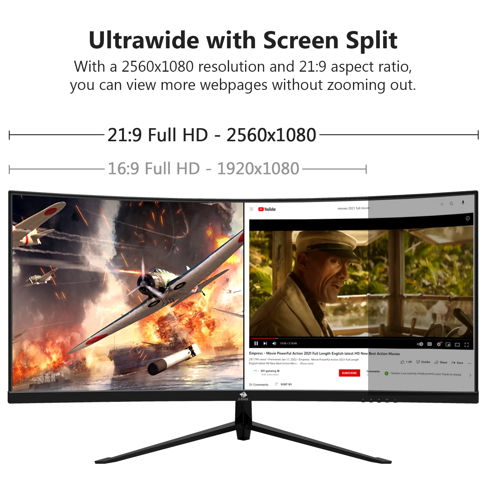 Монітор Z-Edge UG30 Ігровий 30-дюймовий 200Hz 1ms MPRT 21:9 2560 x 1080 R1500 Чорний, фото №5