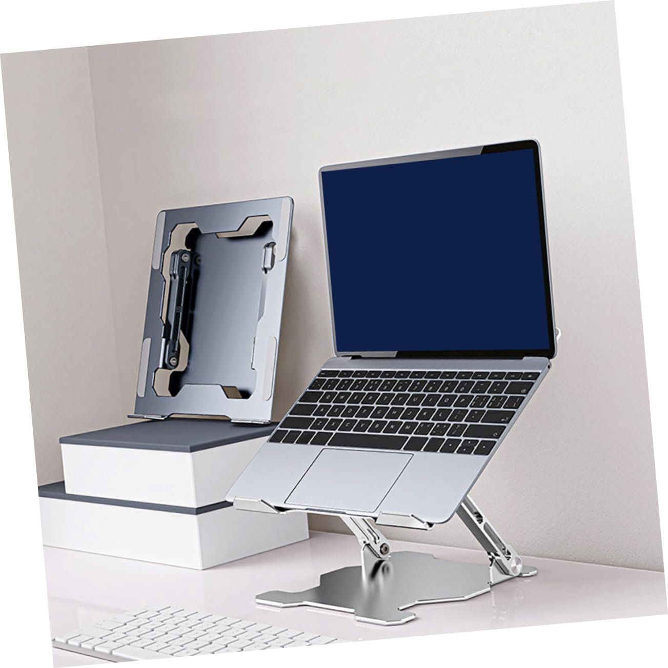 Регулируемая по высоте подставка для ноутбука SEWACC, алюминиевый сплав, эргономичная подставка для ноутбука с теплоотводом, нескользящая и складная конструкция, фото №2