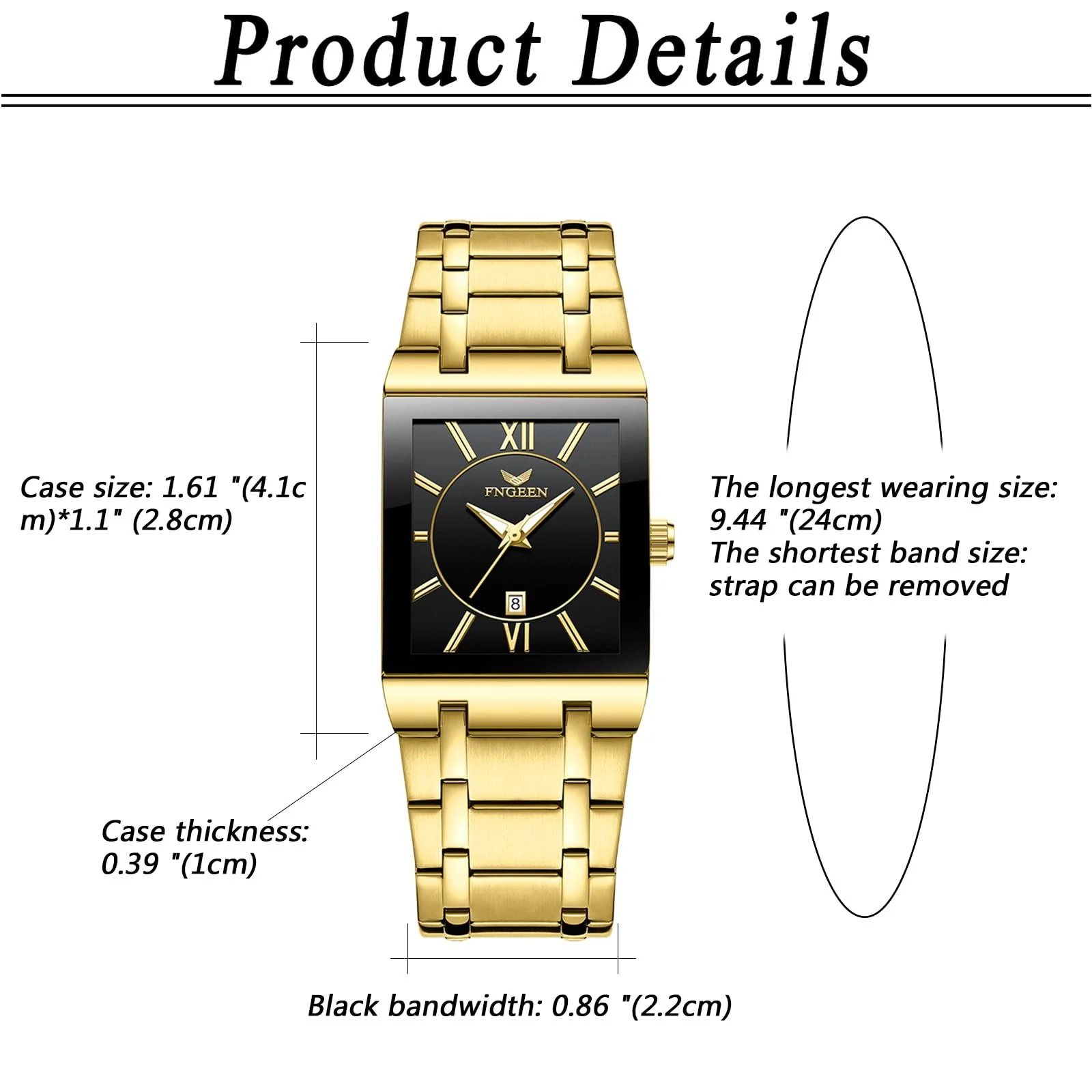 Годинник Silverora Чоловічий Прямокутний Кварцовий Аналоговий Водонепроникний 3ATM, фото №3