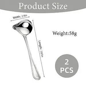 Набор из 2 соусных ложек с носиком, суповая из нержавеющей стали, 20 см synthetic.ua - Фото 1