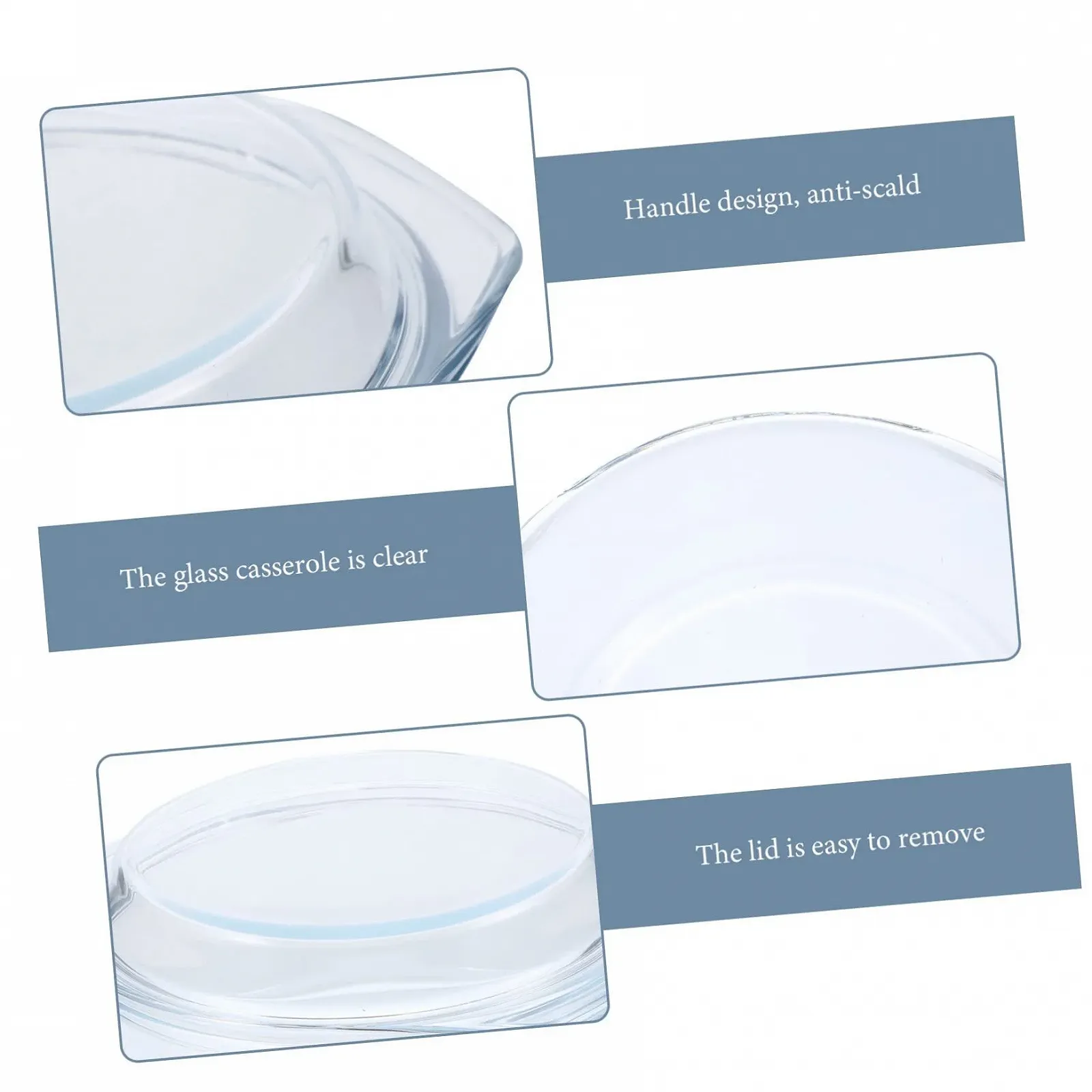 Форма для запікання VANZACK скляна кругла з кришкою прозора, фото №5