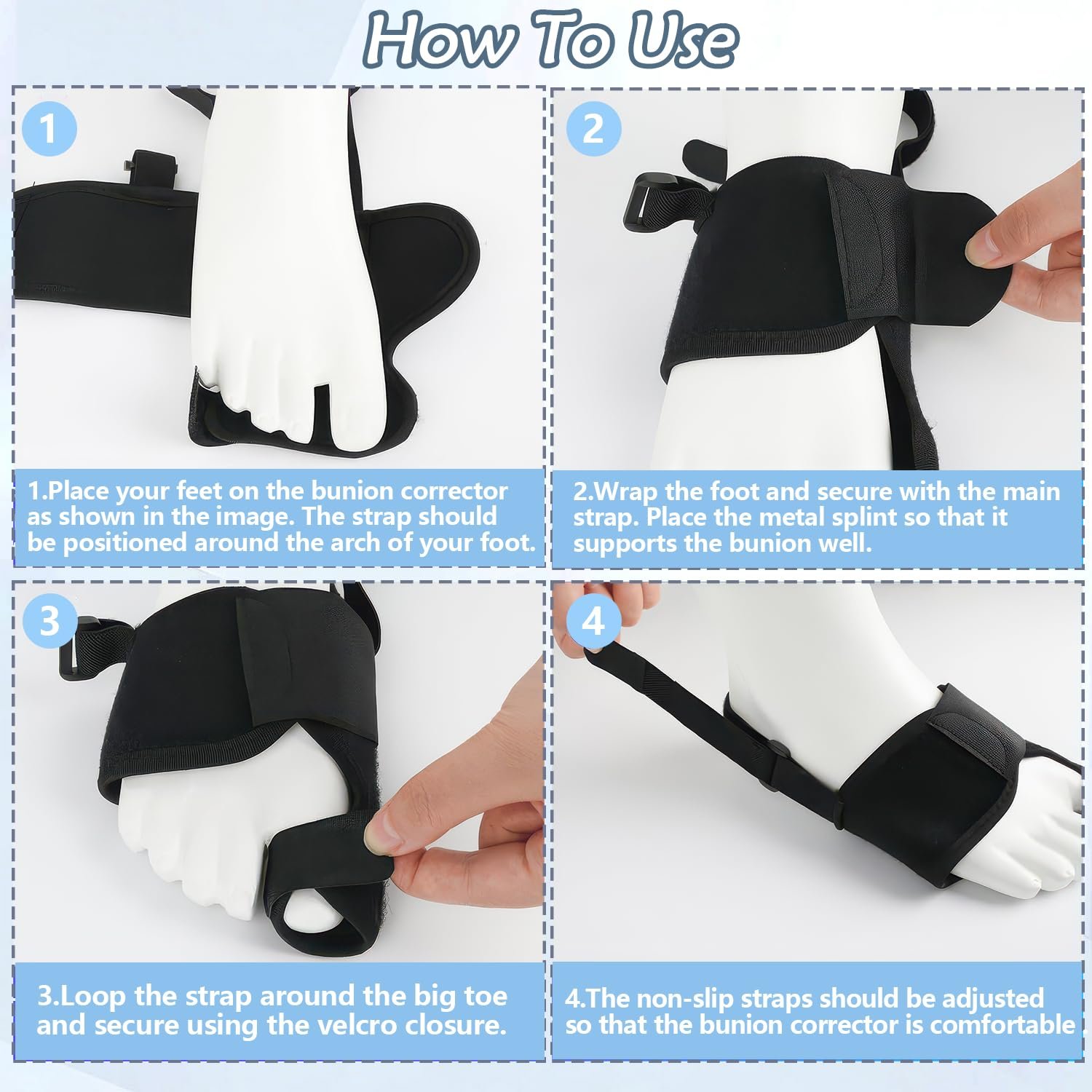 Коректор великого пальця стопи з алюмінієвою шиною для чоловіків та жінок, 1 пара, фото №3