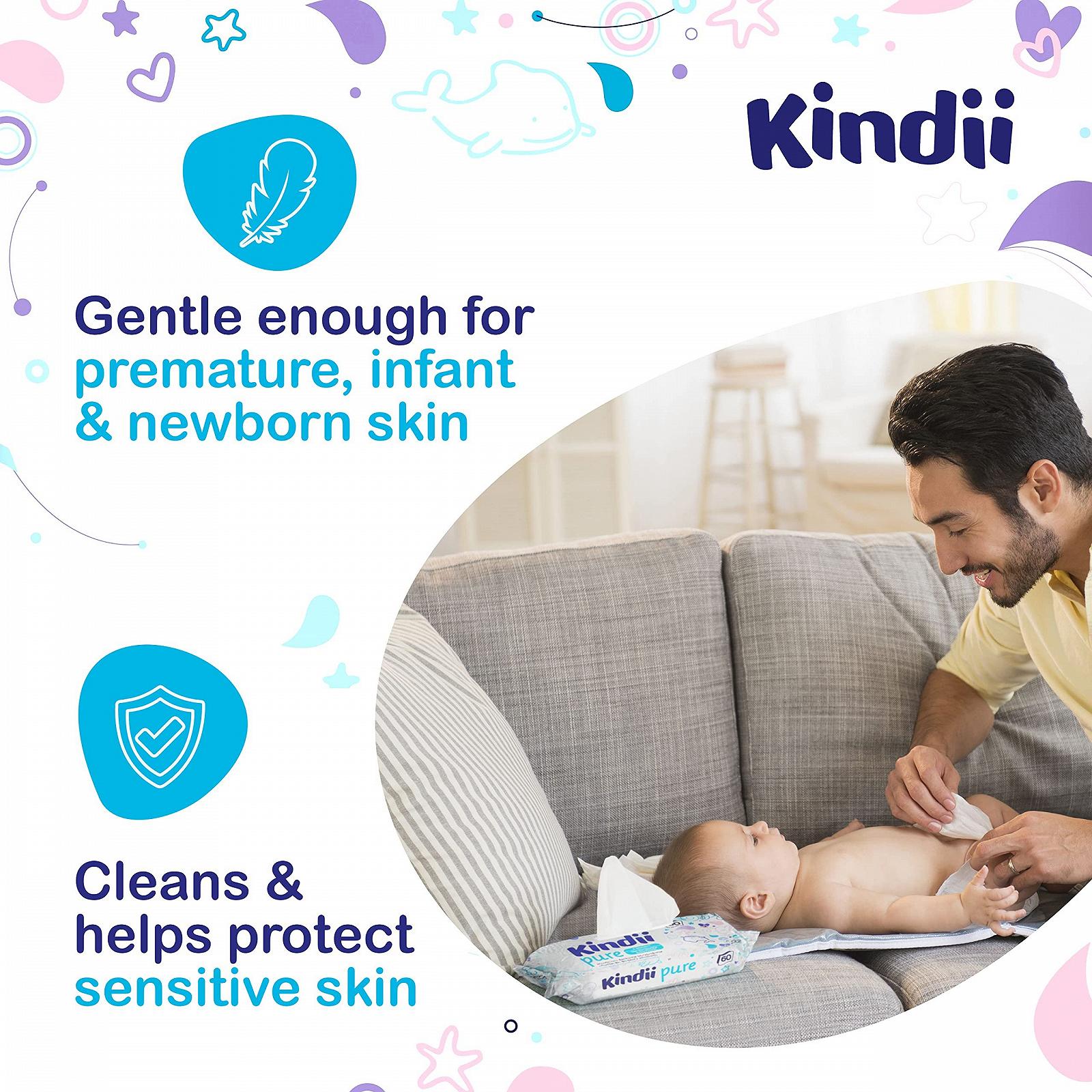 Серветки дитячі Kindii Pure Water 99% 720 штук, фото №5