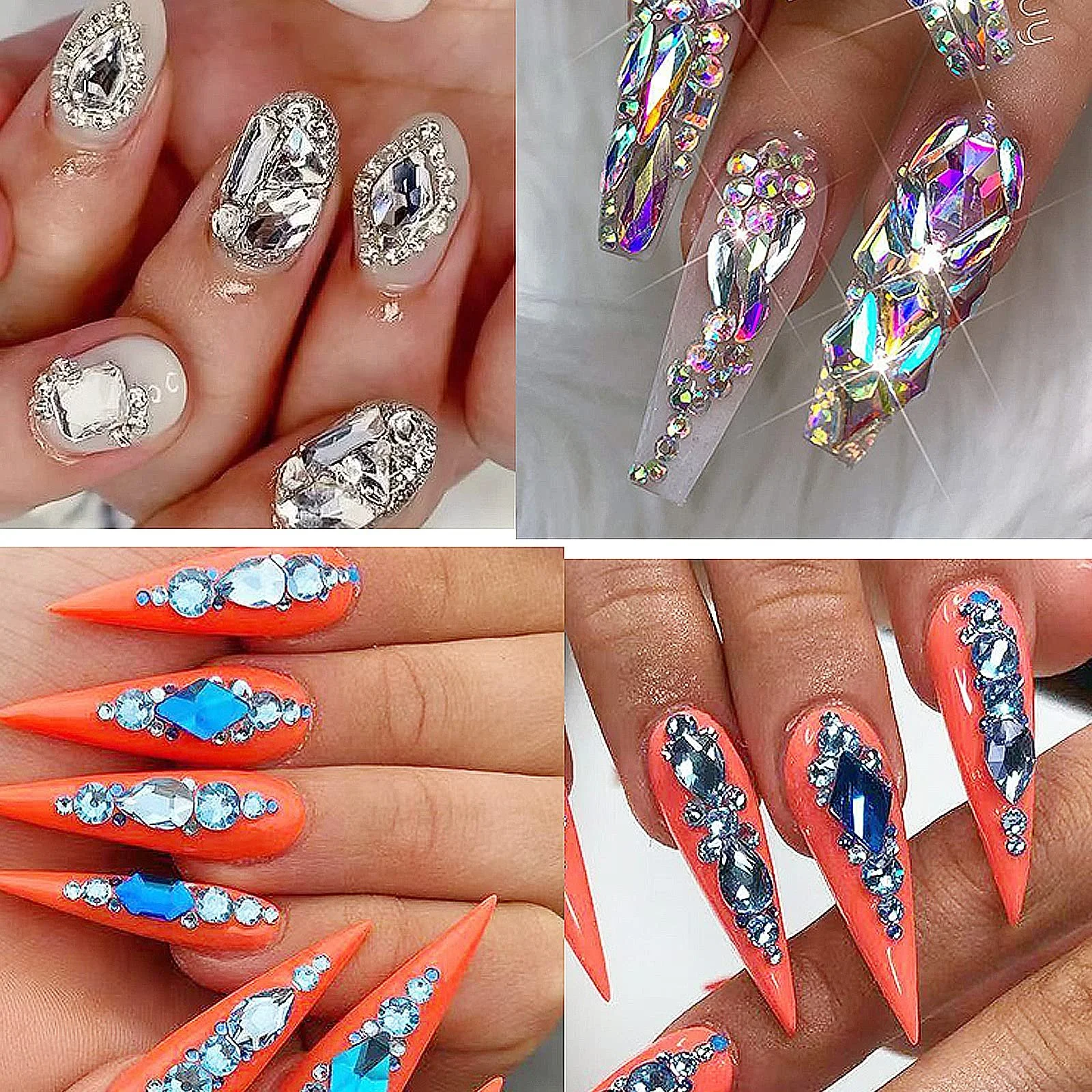 Стразы Разных Размеров Красный Синий Зеленый AB Шампань Золотой Черный Розовый Желтый 3800 Штук, фото №5