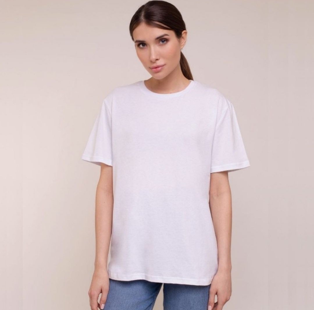 Біла бавовняна однотонна футболка унісекс, фото №4