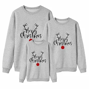 Рождественские свитшоты для семьи Merry Christmas 2024, для пар, джемпер с оленями, с длинными рукавами, забавный набор, повседневные свитшоты для женщин, удобные цвета, свитшоты - Фото 1