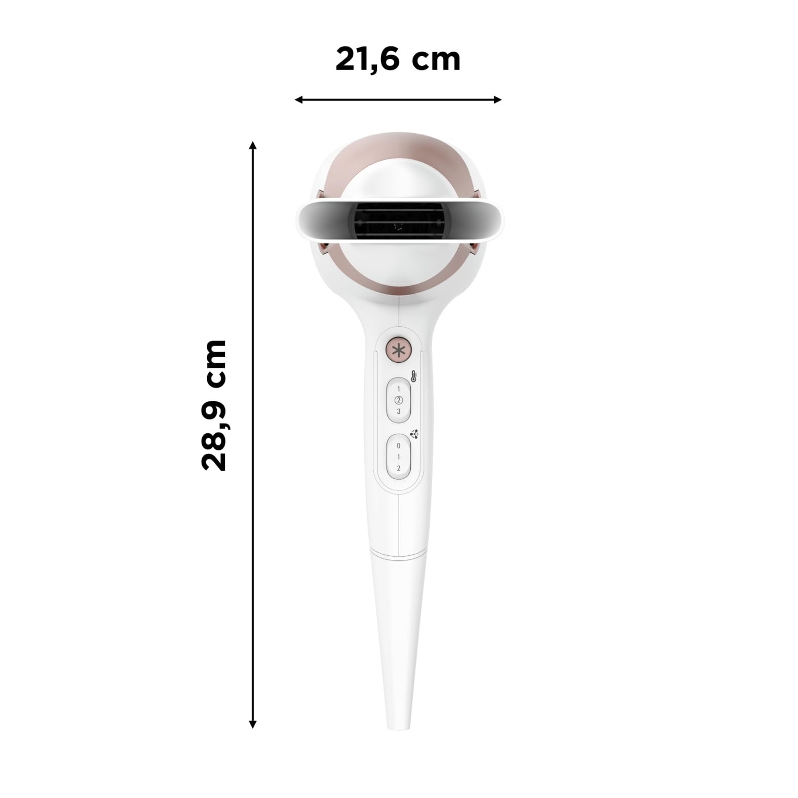 Фен Rowenta Studio Dry Glow CV5830, 2100 Вт, с диффузором для локонов, 3 температурных и 2 скоростных режима, функция ионизации, кнопка холодного воздуха, бело-розовое золото, фото №7