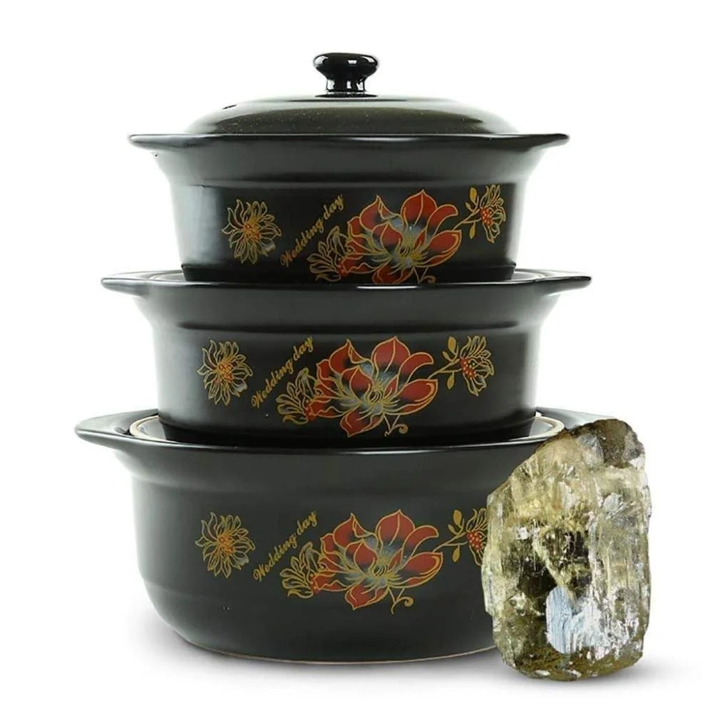 Кастрюля керамическая для тушения, для открытого огня, высокотемпературная, для приготовления бульонов, 2400 мл, черная, фото №6