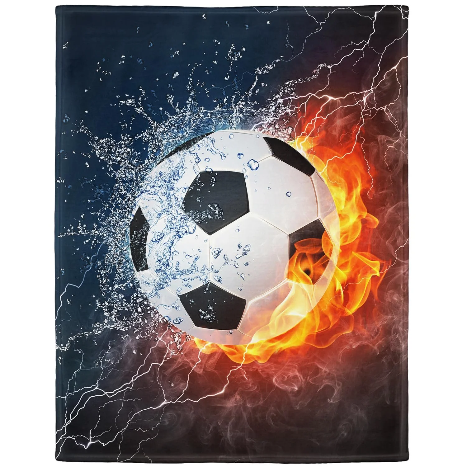 Покривало YISUMEI Фланелева м'яка 150 x 200 см Футбол Вогонь Блискавка, фото №1