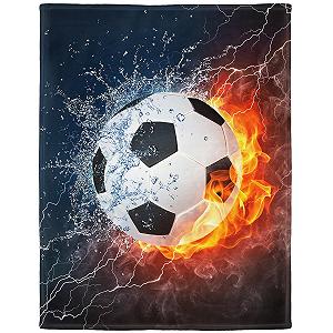 Покривало YISUMEI Фланелева м'яка 150 x 200 см Футбол Вогонь Блискавка - Фото 1