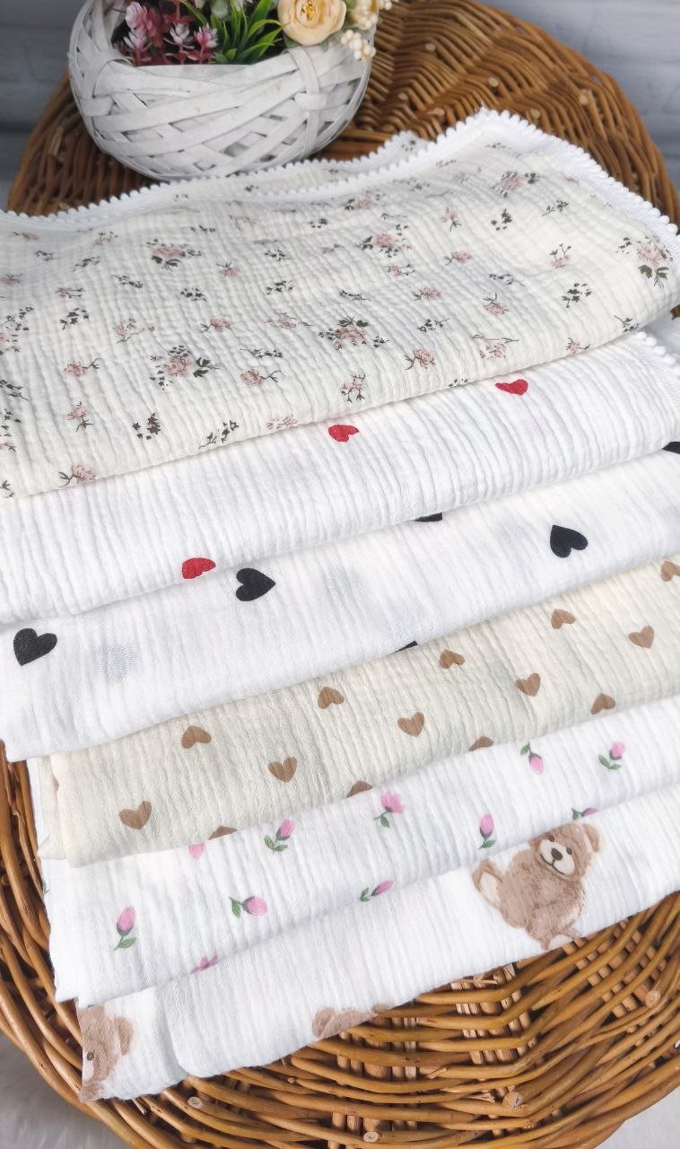 Плед дитячий, двошаровий, муслін, 100 x 70 см, фото №1