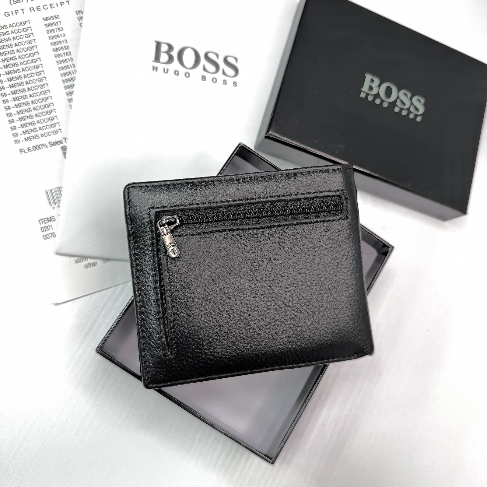 Чоловічий гаманець на магніті шкіряний брендовий BOSS у подарунковій упаковці, фото №8