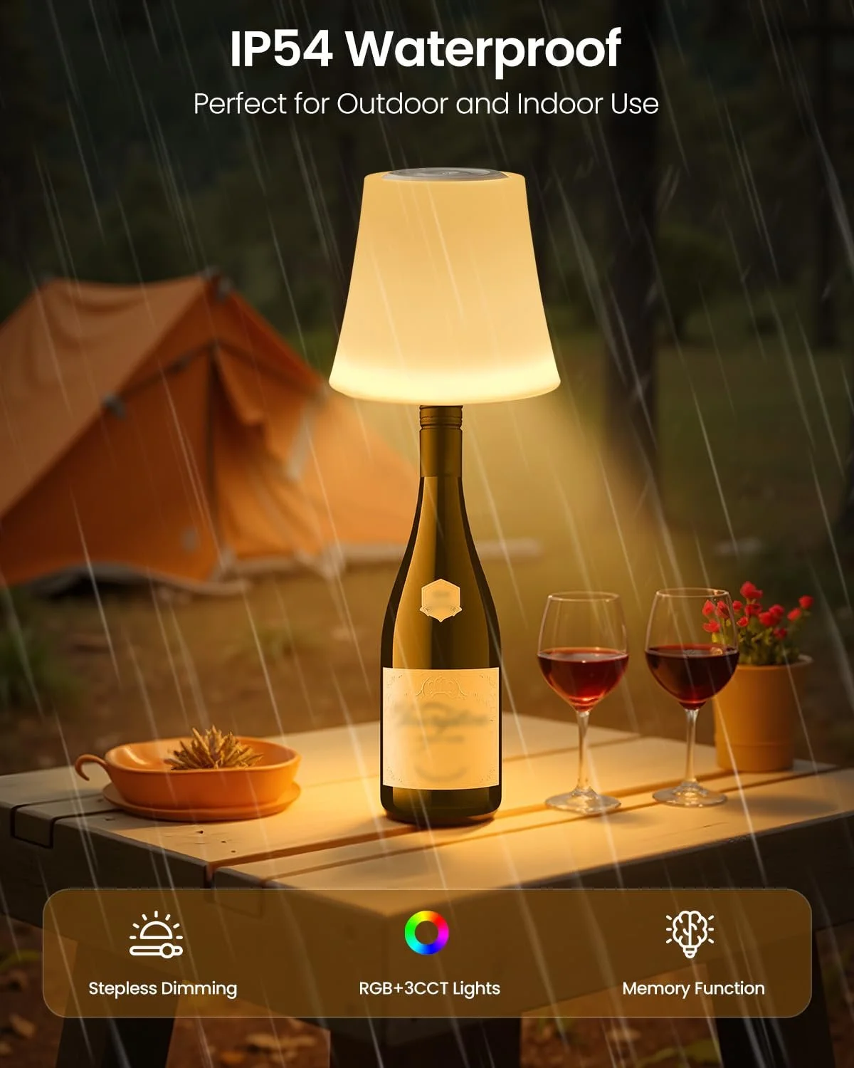 Настільна лампа для пляшок LED Бездротова 5200 mAh 7 режимів RGB IP54 Димована, фото №7