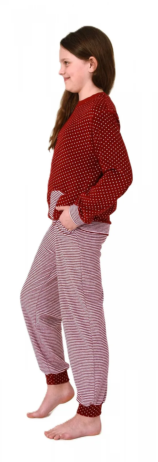 Піжама для дівчинки Normann Махрова з довгими рукавами з манжетами в горошок та смужку, фото №4 Піжама для дівчинки Normann Махрова з довгими рукавами з манжетами в горошок та смужку, фото №4