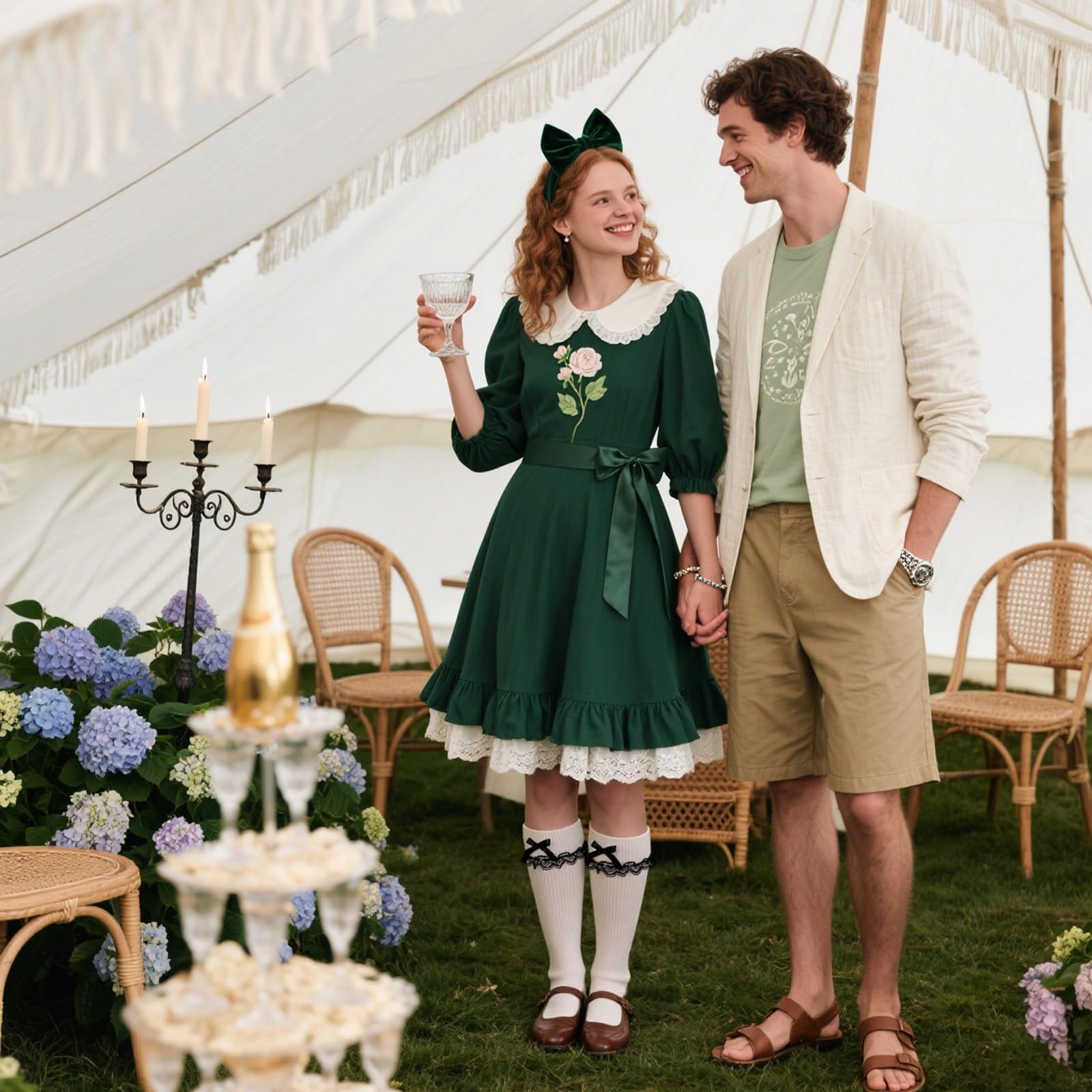 Женские носки Oktoberfest с оборками и вязаным крючком - традиционные носки до колен для дирндля - белые носки из хлопковой смеси с бантом, фото №6