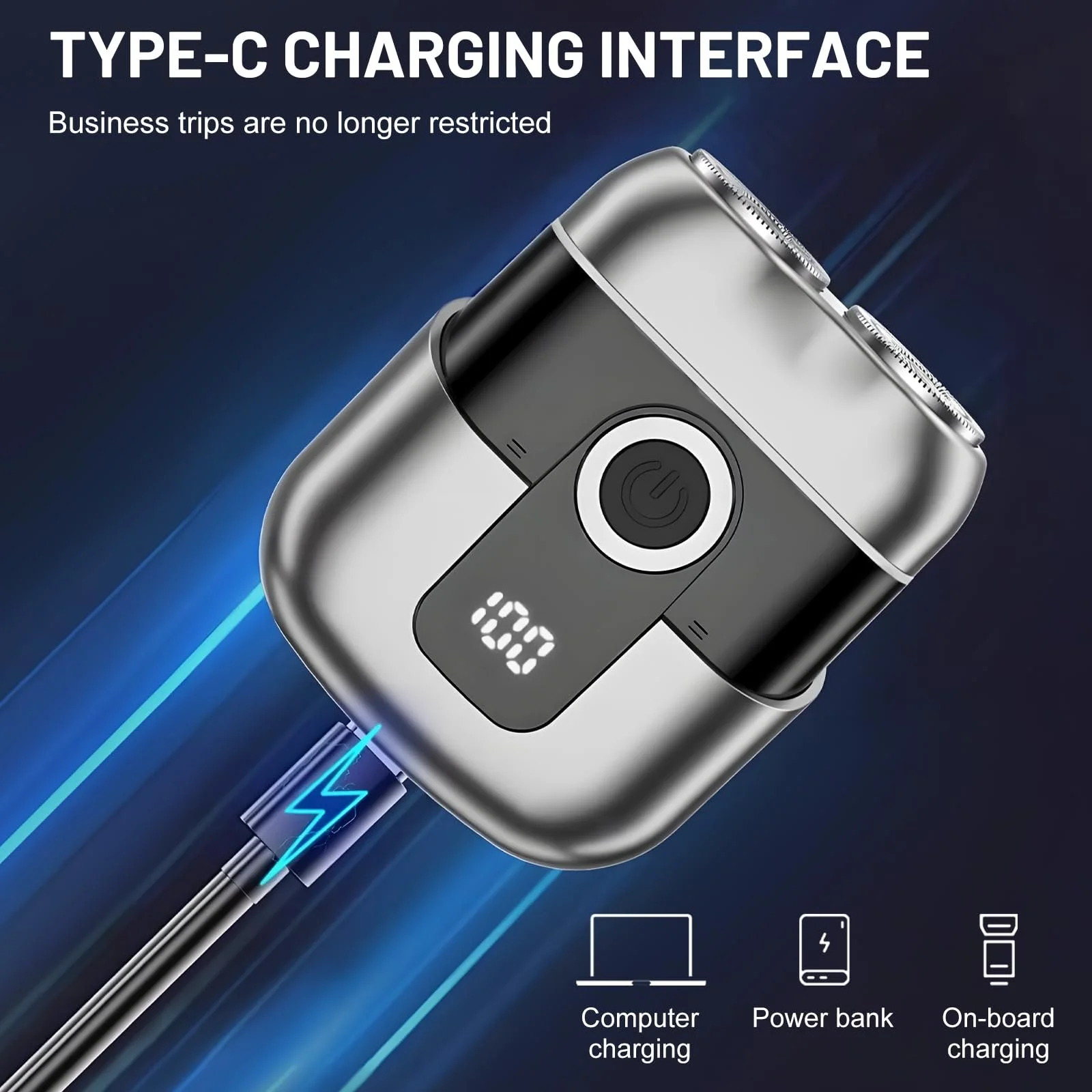 Електробритва Mini IPX6 LED Grey, фото №4 Електробритва Mini IPX6 LED Grey, фото №4