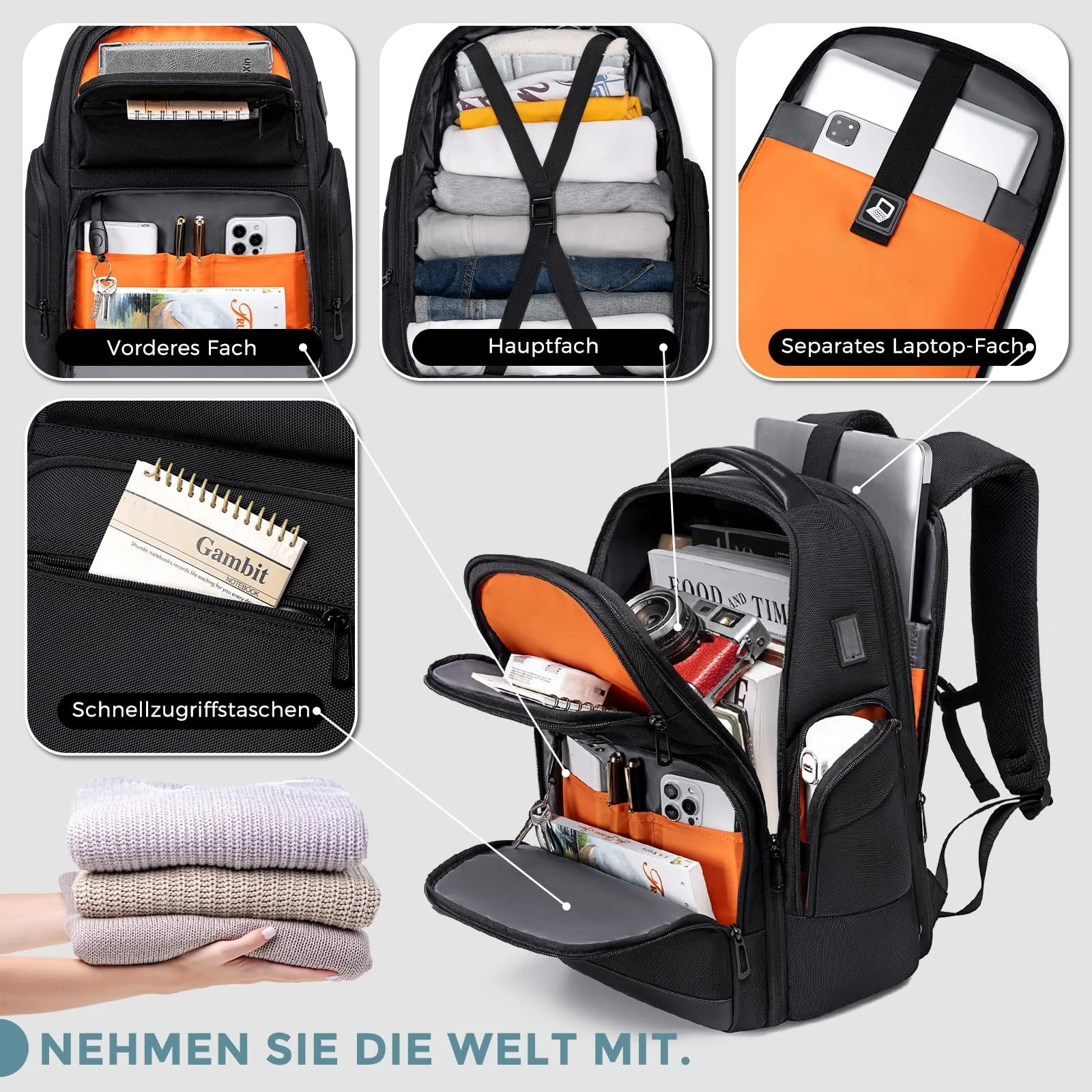 Рюкзак для ноутбука FENRUIEN Expandable 17 дюймов Waterproof USB Anti-Theft Black, фото №5 Рюкзак для ноутбука FENRUIEN Expandable 17 дюймов Waterproof USB Anti-Theft Black, фото №5