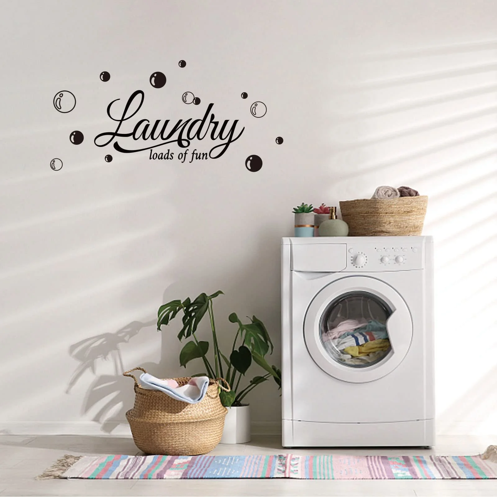 Наклейка на стіну SUPERDANT Цитата для пральні Чорна 29 x 55 см Вініл, фото №1