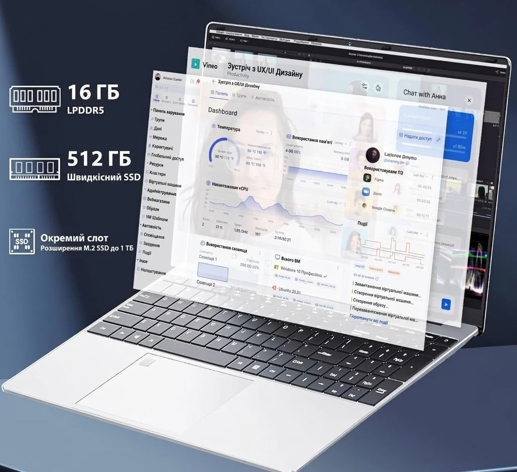 Ноутбук 15.6" DARYUKUM ‎50083-Laptop Intel Celeron N95 RAM 16GB SSD 512GB Windows 11 (UKR), фото №4