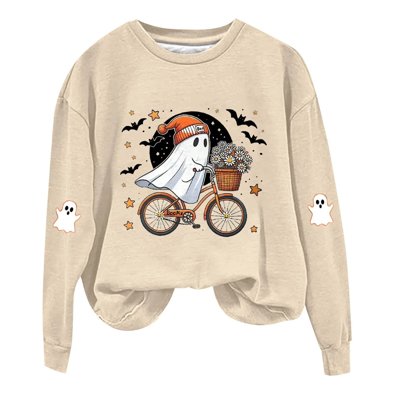 Костюм на Хэллоуин для женщин, милая толстовка с привидениями, с длинными рукавами, пуловер, футболка с тыквой, жуткая одежда на Хэллоуин, фото №3