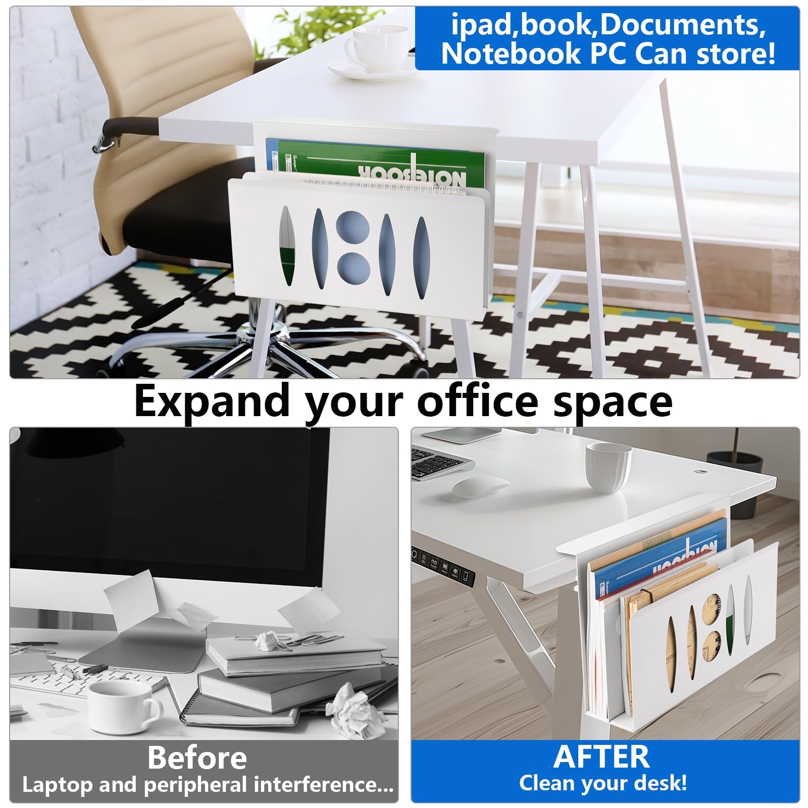 Подставка для ноутбука Side Stand, стальная, двухслойная, черная, фото №2