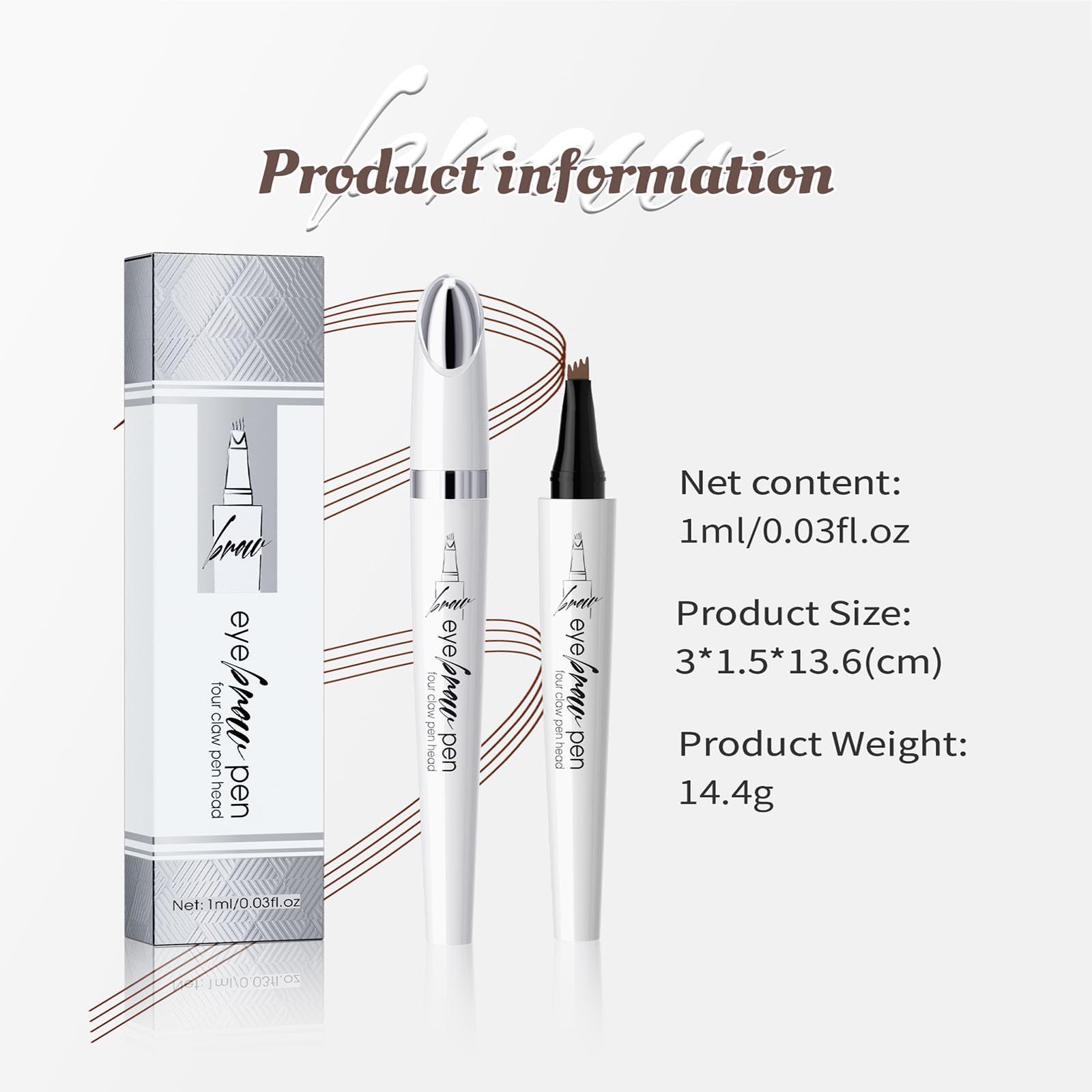 Олівець для брів Waterproof 3D Microblading 4 Tips Eyebrow Pencil 03# Сірий, фото №7