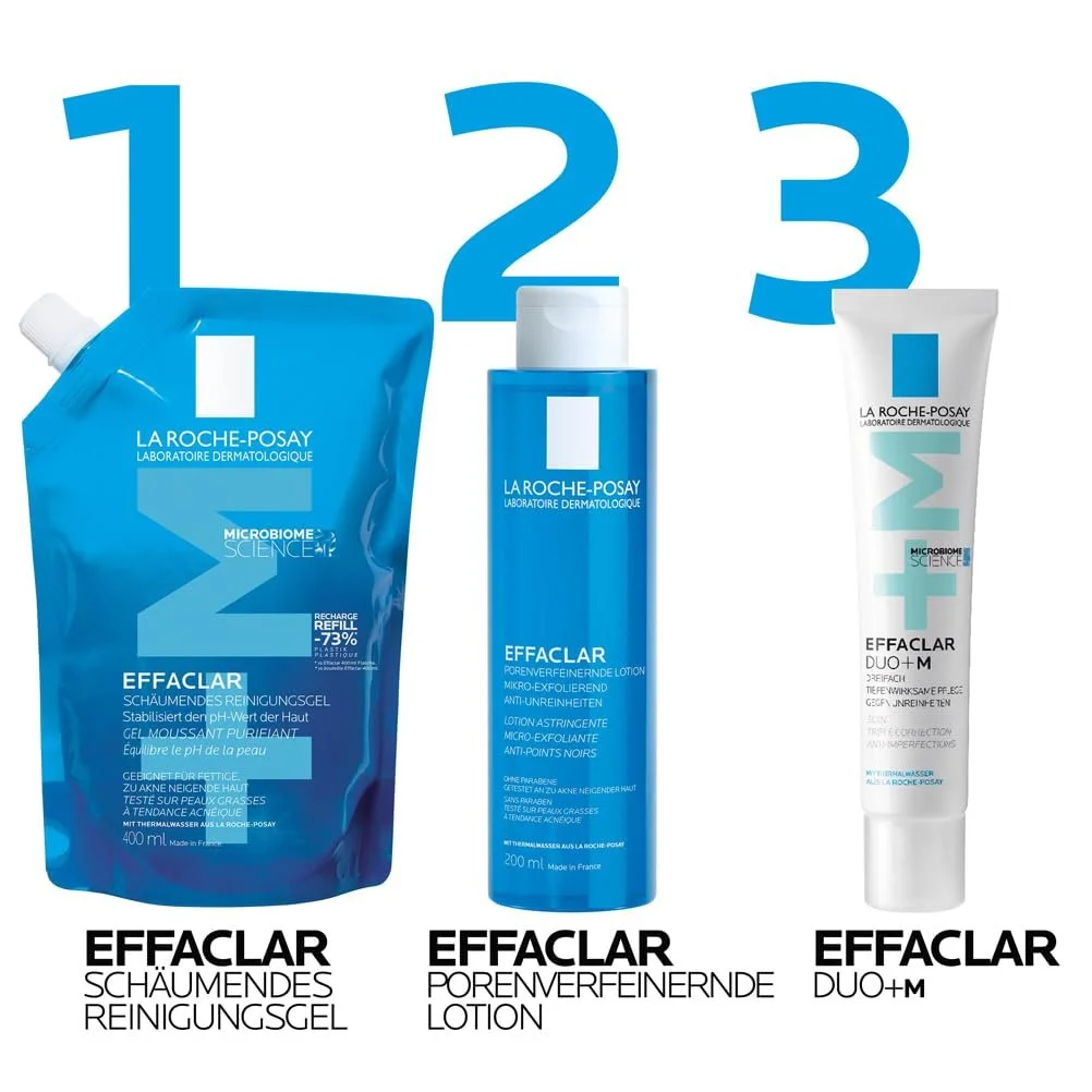 Гель для вмивання La Roche Posay Effaclar для проблемної жирної шкіри, заспокоює та видаляє надлишок себуму, без спирту, з цинком і філобіомою, змінний блок, 400 мл, фото №6