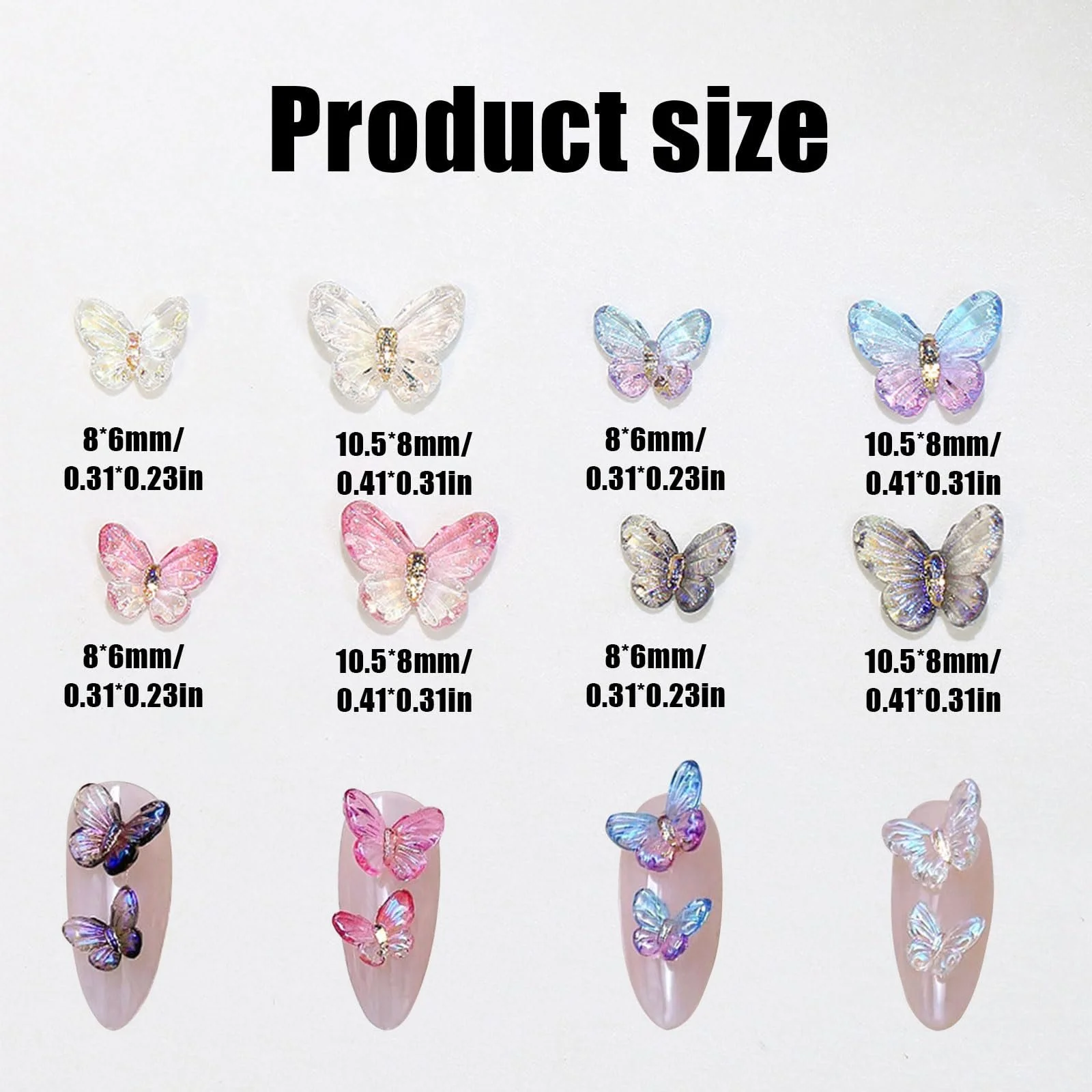 Підвіски для дизайну нігтів у формі метелика, кристали, фото №2