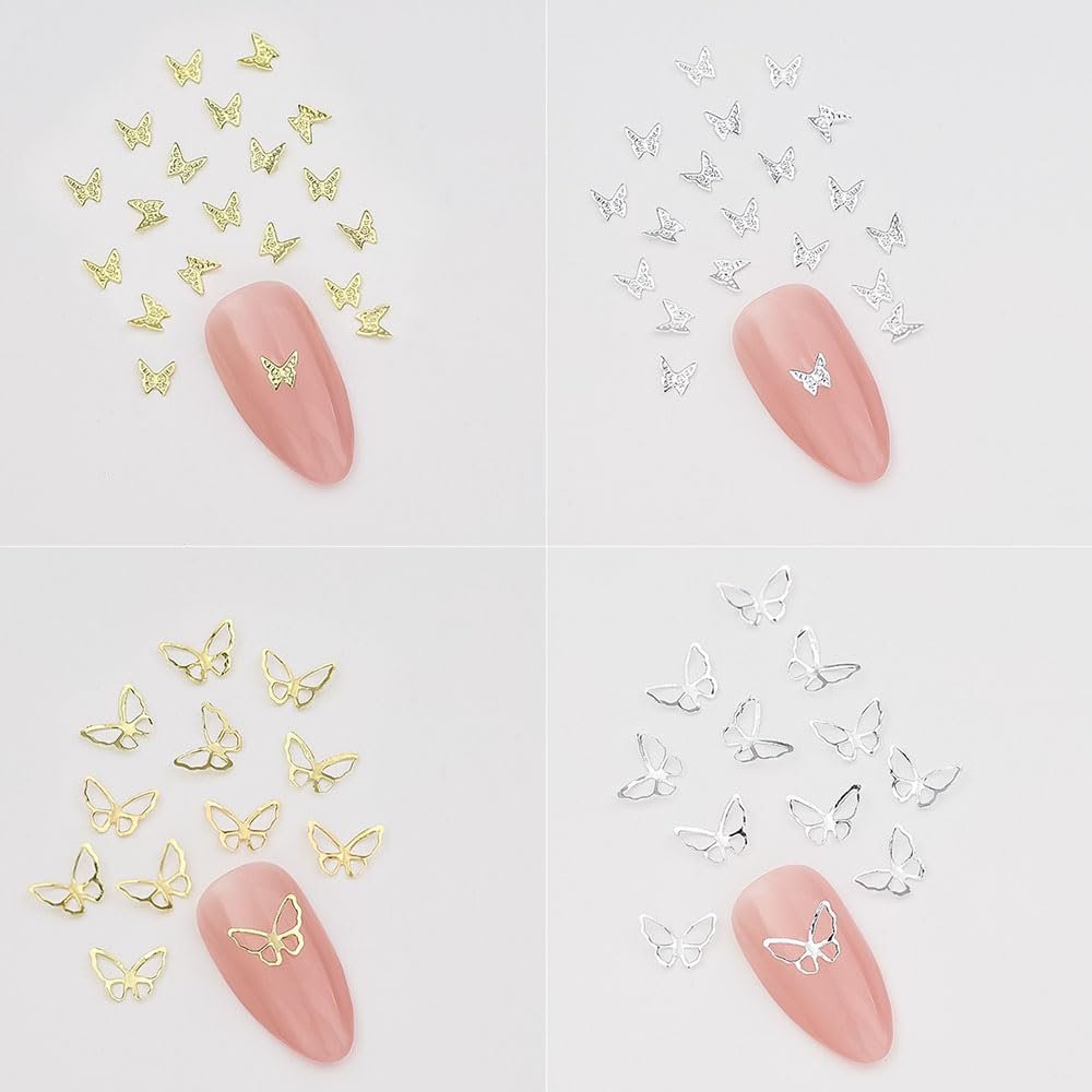 Метелики, мікс розмірів та форм, 140 шт, золото, срібло, фото №4