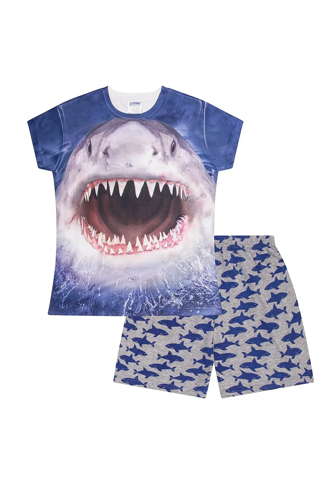 Пижама Шорты Shark 3D для мальчиков Унисекс Хлопок, фото №1 Пижама Шорты Shark 3D для мальчиков Унисекс Хлопок, фото №1
