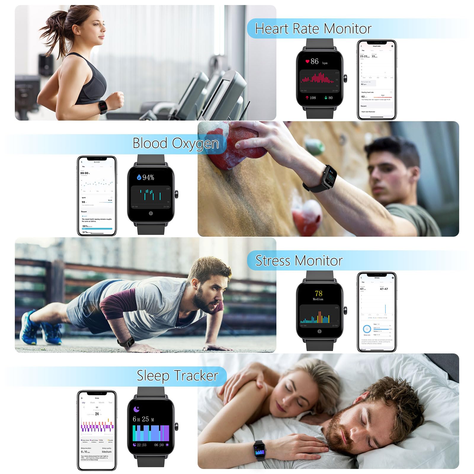Розумний годинник Loddery 1.85-дюймовий сенсорний екран з функцією телефону IP68 водонепроникний, фото №4