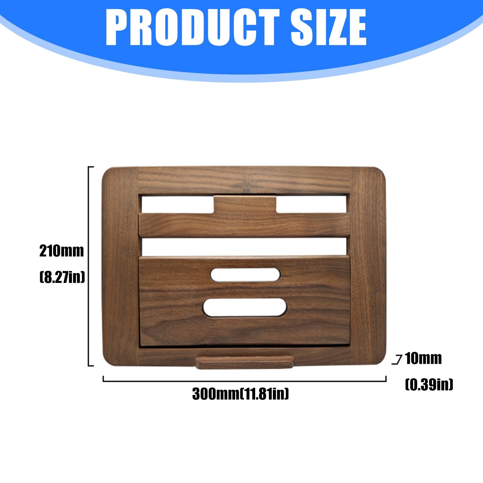 Підставка для ноутбука з дерева волоського горіха, регульована, багатоцільова, фото №6