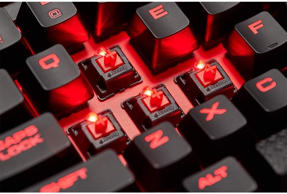 Ігрова клавіатура Corsair K63 / Механічна / USB / Cherry MX Red / Підсвітка / UKR / Black, Red (CH-9115020-ES), фото №6