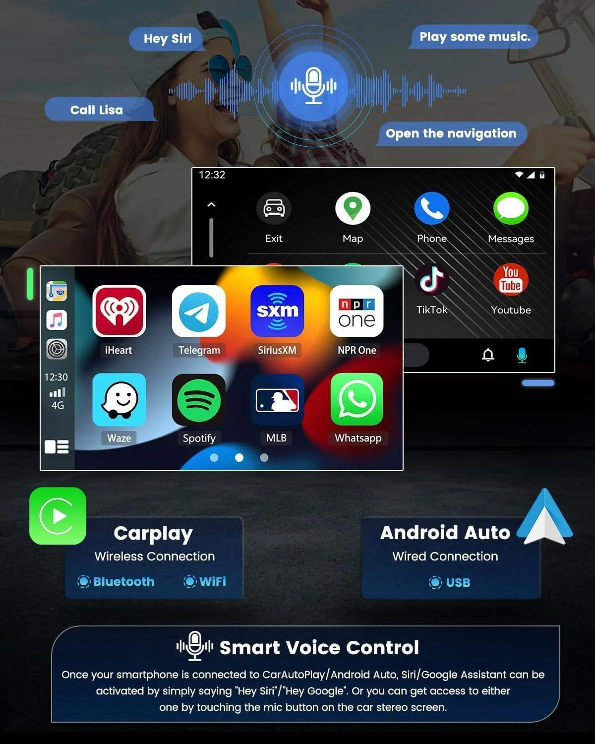 Автомагнитола Hikity / 7" / Сенсорная / 2/16Гб / Android 12 / Bluetooth / WI-FI / GPS / USB / AUX / 1DIN, фото №4