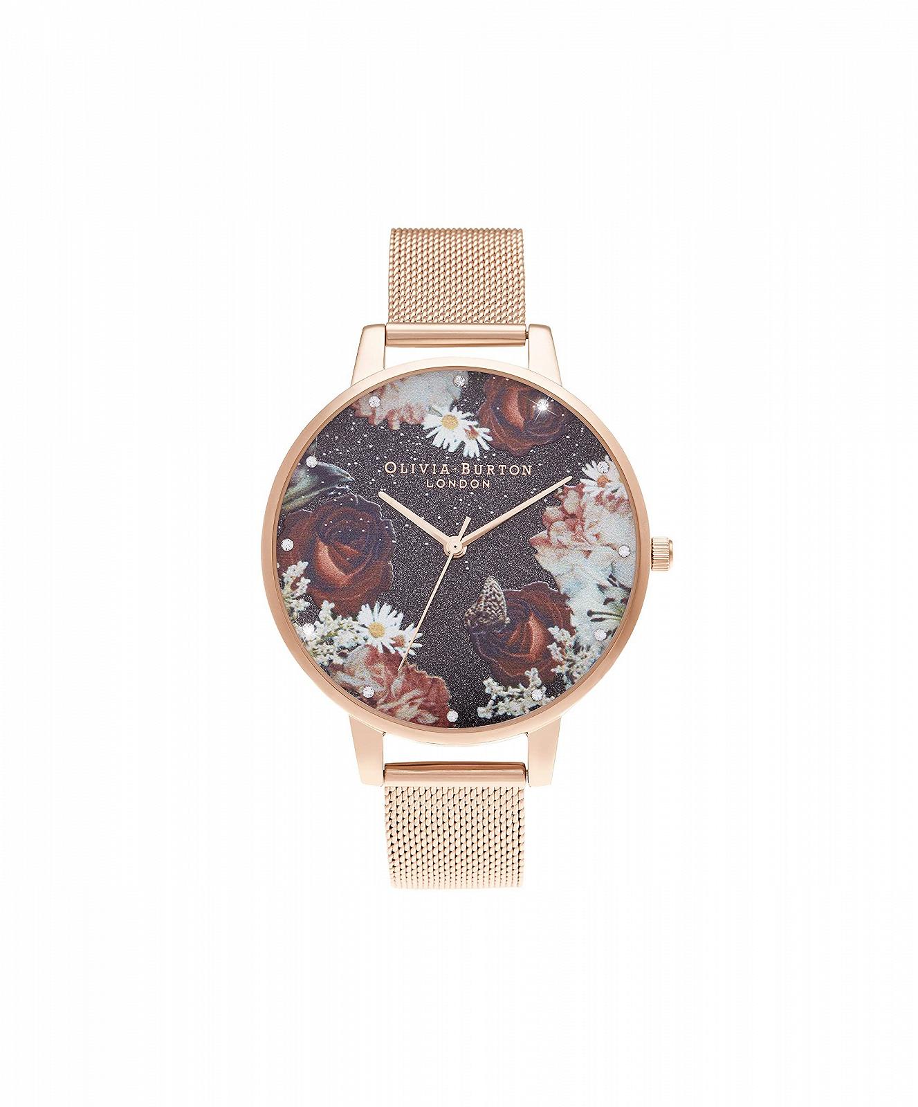 Аналоговий годинник Olivia Burton Winter Blooms Collection Жіночий, кварцовий, сірий, браслет з нержавіючої сталі, рожеве золото, фото №1