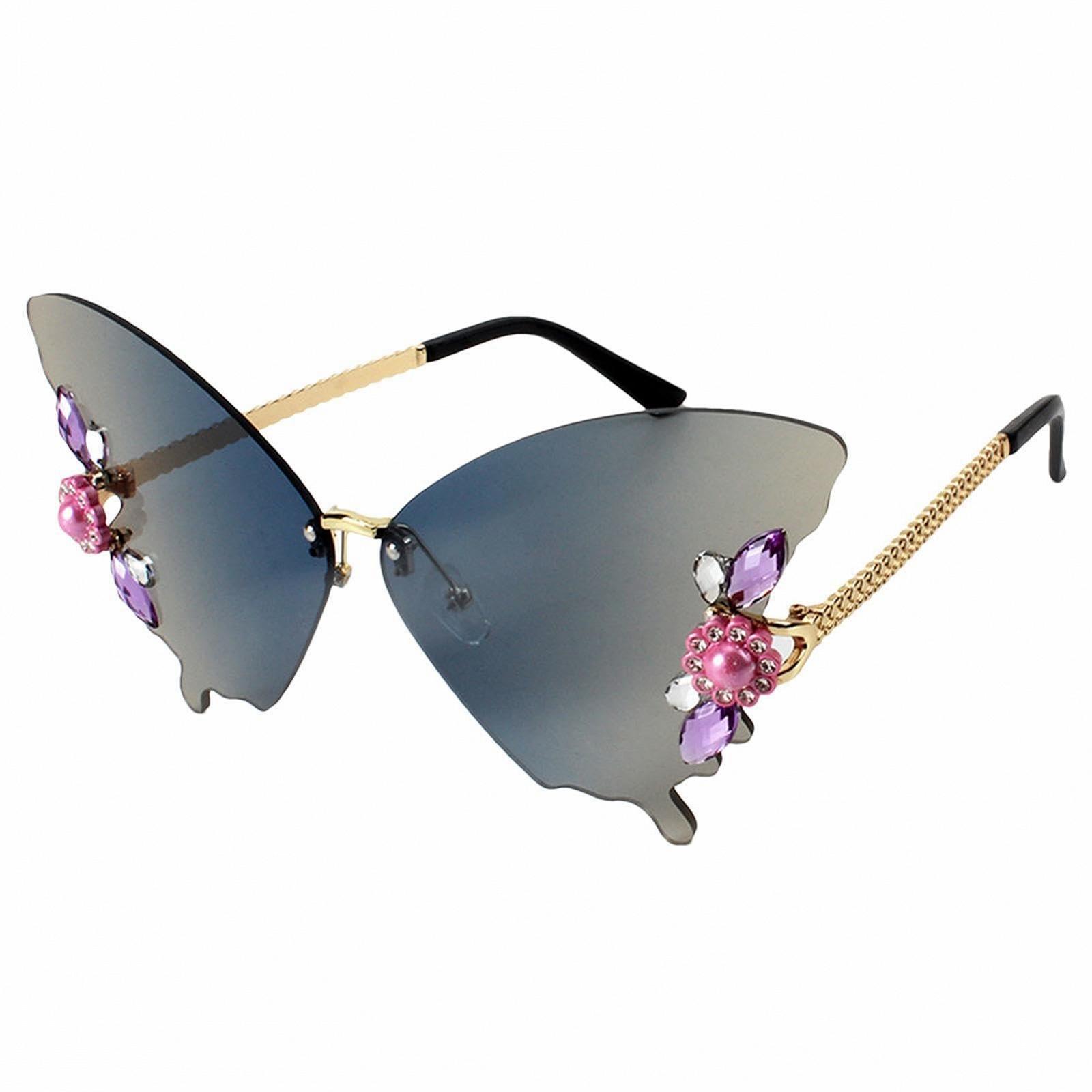 Сонцезахисні окуляри Метелик зі стразами Без оправи, фото №1