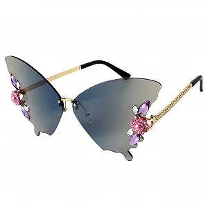 Сонцезахисні окуляри Метелик зі стразами Без оправи - Фото 1