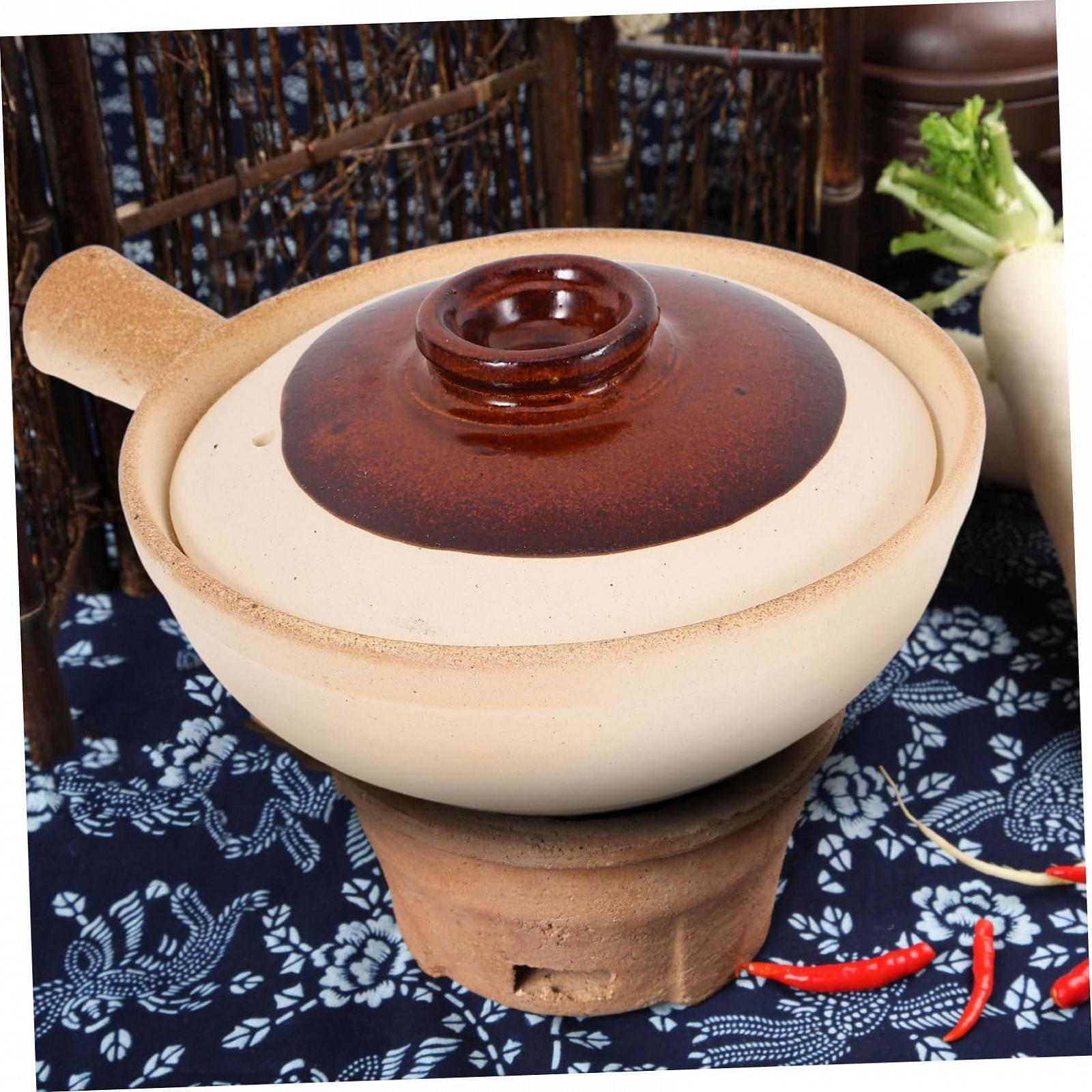 Керамическая кастрюля VALICLUD терракотовая с крышкой, термостойкая, для риса, фото №4