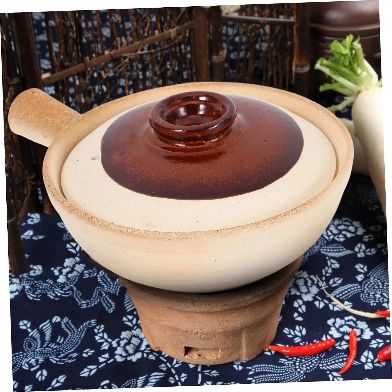 Керамічний Ківш VALICLUD теракотовий з кришкою, Термостійкий, для рису, фото №4