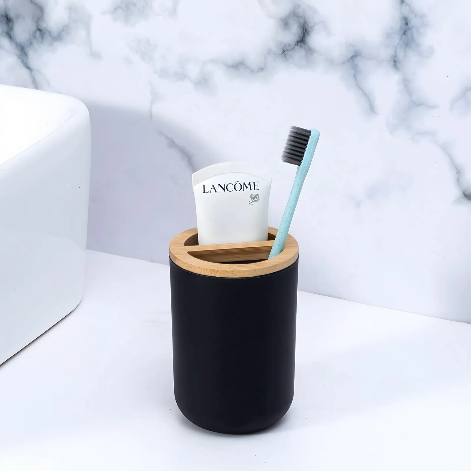 Набір для ванної кімнати Retoo 6 предметів, дозатор мила, тримач для зубних щіток, мильниця, склянка, органайзер, чорний колір, фото №6 Набір для ванної кімнати Retoo 6 предметів, дозатор мила, тримач для зубних щіток, мильниця, склянка, органайзер, чорний колір, фото №6