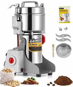 Электрическая мельница CGOLDENWALL 700 г, сверхтонкая мельница из нержавеющей стали для специй/трав/кофейных зерен, 28000 об/мин, быстрая с остановкой при открытии крышки, таймер, коммерческий двигатель 2400 Вт - Фото 1