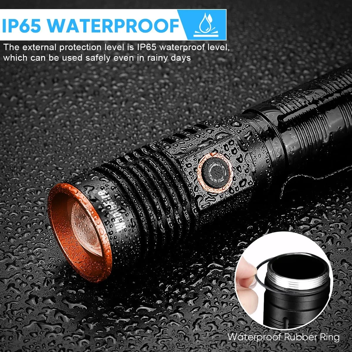 Ліхтарик WholeFire 2 шт LED Перезаряджається Магнітна база 20000 люмен USB Перезаряджається Zoomable Водонепроникний, фото №6