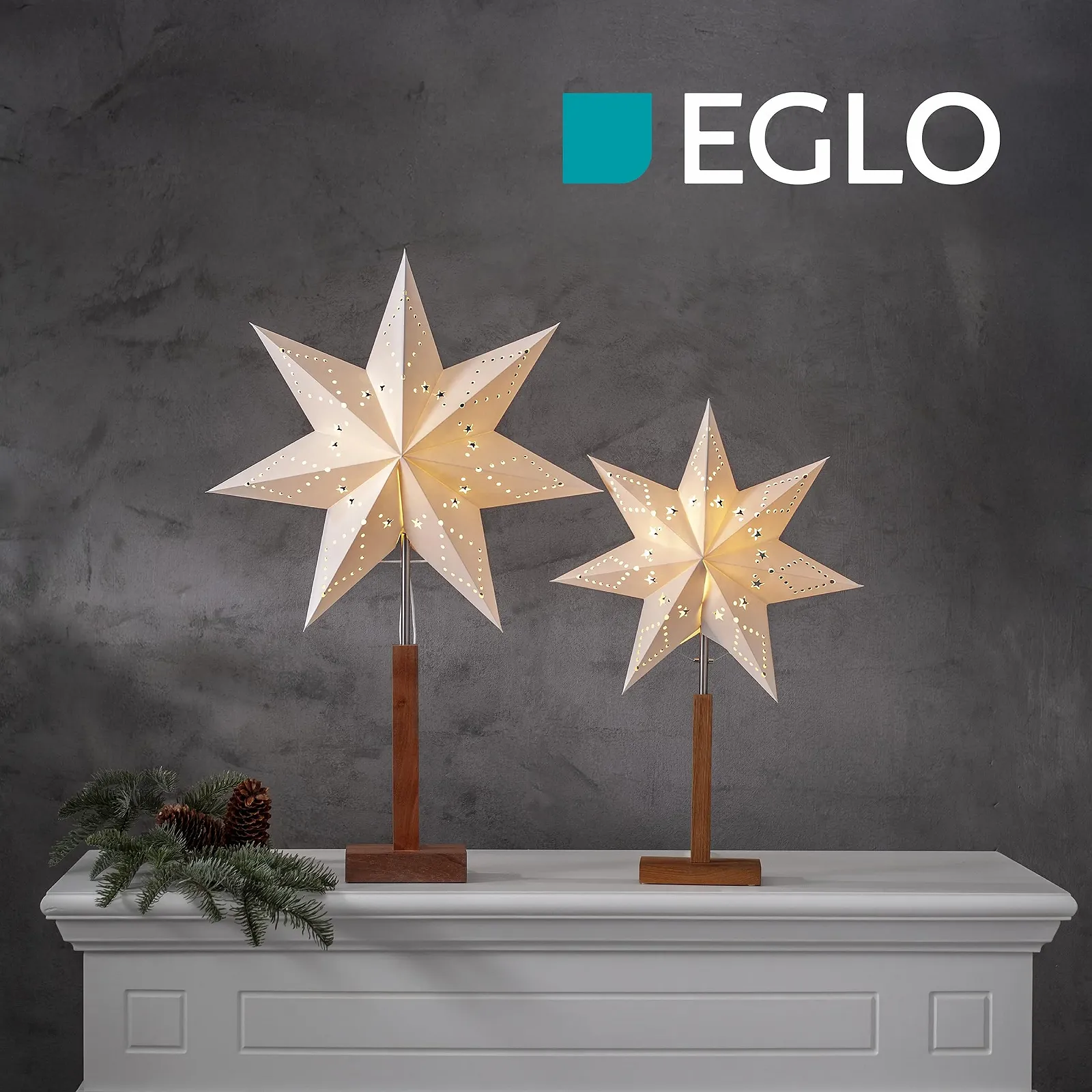 Настільна лампа EGLO Зірка Паперовий абажур Дерев'яна основа 3D E14 Біла, фото №3