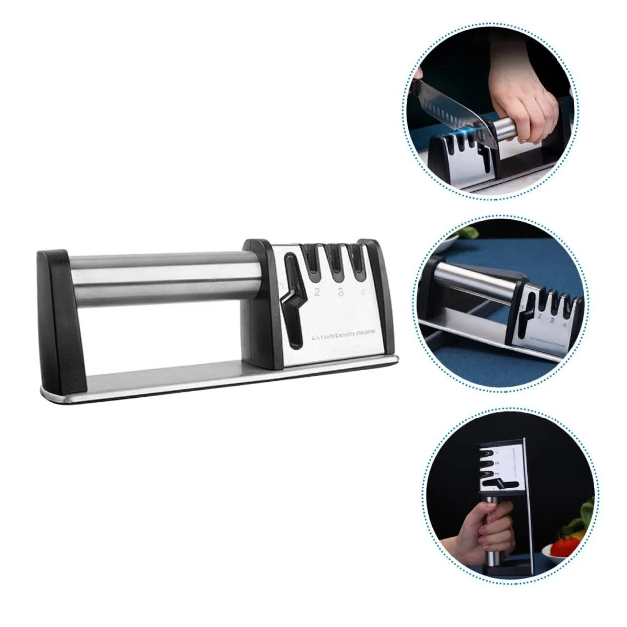 Точило для ножів та ножиць ергономічна нековзна ручна з довговічного матеріалу Black/Red, фото №3